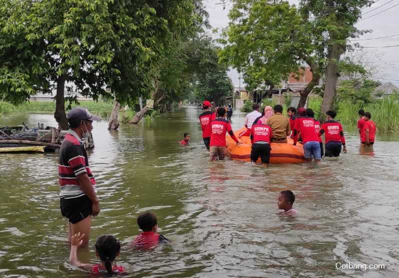Banjir di desa Morowudi Kecamatan Cerme Kabupaten Gresik